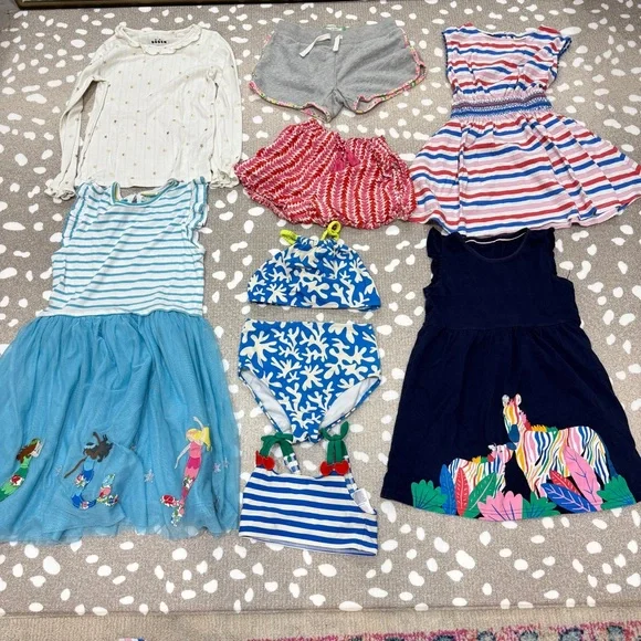 Lot of 9 Mini Boden girls dress embroidered applique shorts tee swimsuit set - Picture 7 of 15